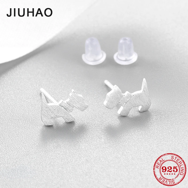 Женские серьги гвоздики в форме щенка Настоящее серебро 925 пробы модные
