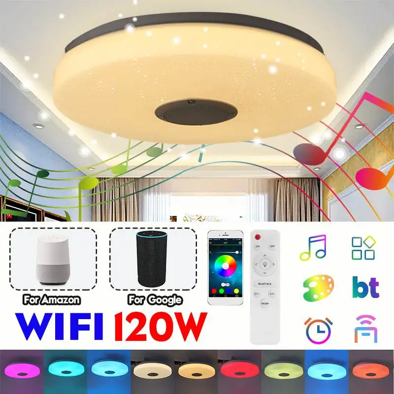 

120W wifi Modern RGB LED Ceiling Light Home Lighting APP bluetooth Music Light Bedroom Smart Ceiling Lamp With Remote Control