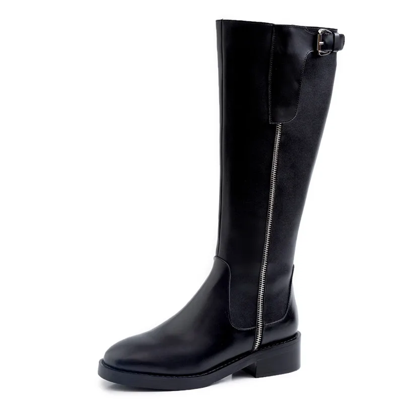 Женские высокие сапоги FEDONAS теплые из натуральной кожи на высоком каблуке для