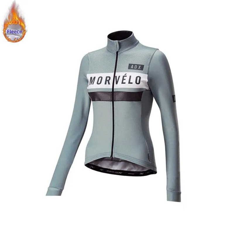 Morvelo женский Pro зимний сохраняющий тепло Велоспорт Джерси Набор мотобайк, велосипед, велотренажер одежда термальный флис велосипедная одежда костюм