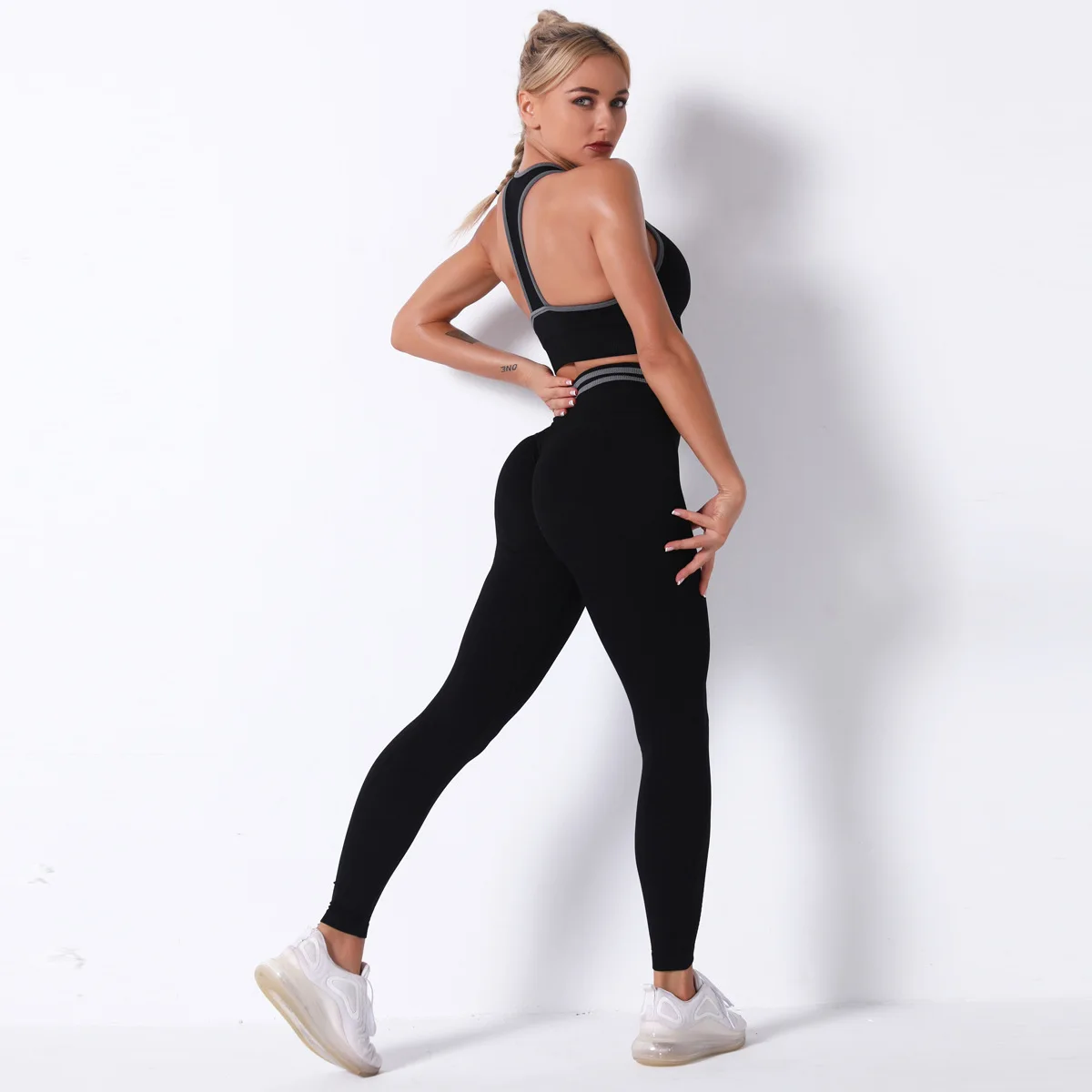 

NORMOV Womens 2 Piece Sets Outfits Seamless Push Up Bra and High Waist Slim Leggings Fitness Sports Women Tracksuit