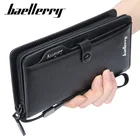 Кошелек мужской из искусственной кожи, брендовый удлиненный клатч, бумажник на молнии с кармашком для мелочи, кредитница