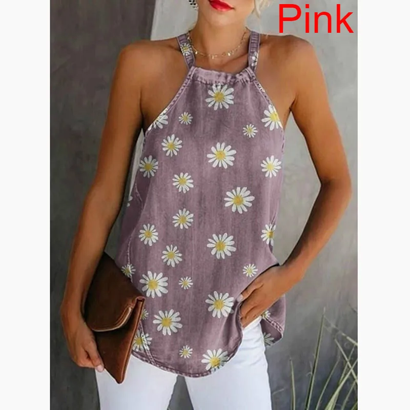 

Women Fashion Casual Loose Tops Printed Tank Tops Women's Summer Sleeveless Tank Cotton Vest