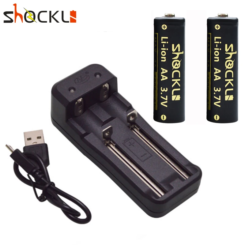 

Shockli 14500 battery with Universal 2 Slot USB Battery Charger Smart Charging for Rechargeable Lithium Battery 18650 14500