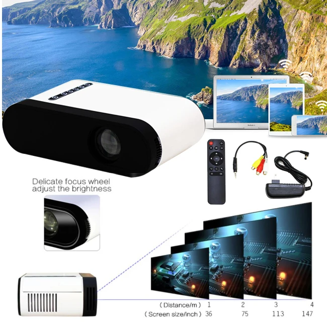 Портативный светодиодный мини проектор P7 с ЖК дисплеем 500 люменов поддержка 1080P