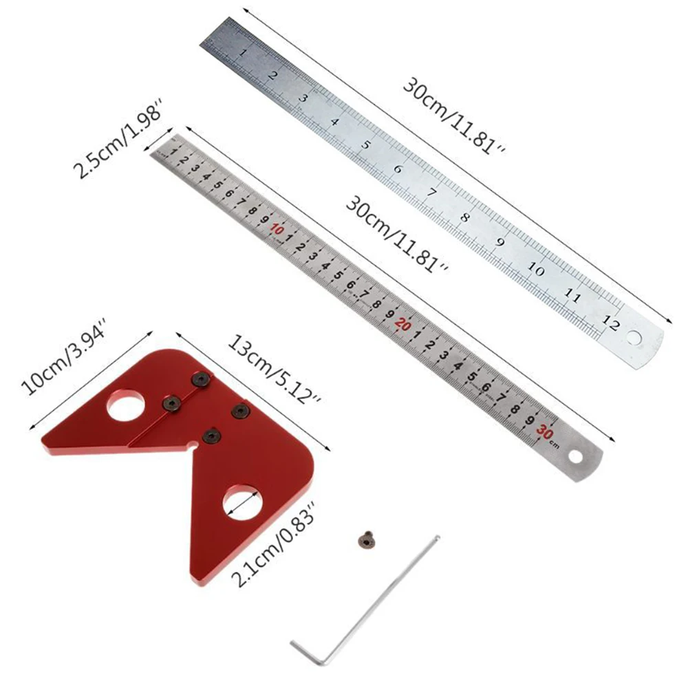 

Center Scribe Square Center Line Measuring Tool Woodworking Round Heart Ruler 45 Degrees Layout Gauge Woodworking DIY Tool