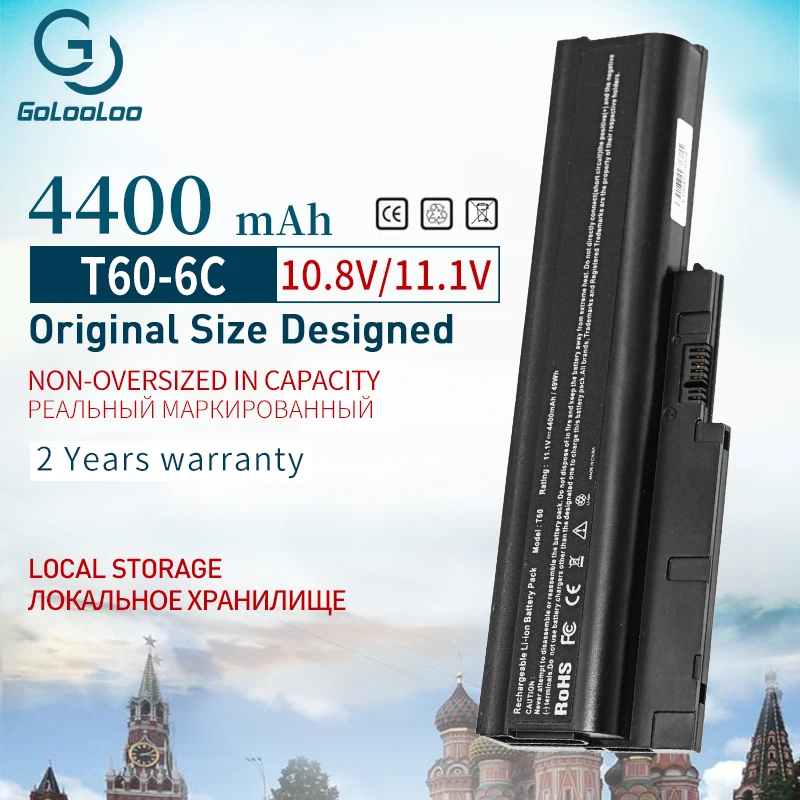 Новый аккумулятор Golooloo 6 ячеек для IBM Lenovo ThinkPad R60 R60e R61 R61e R61i T60 T60p T61 T61p R500 T500 W500 SL400