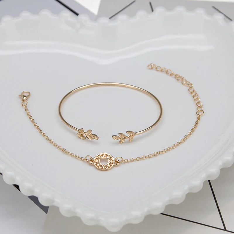 

bangles Bracelet New hand fashion simple leaf 4-piece charms bracelet bracelets for women bijoux femme couple bracelet