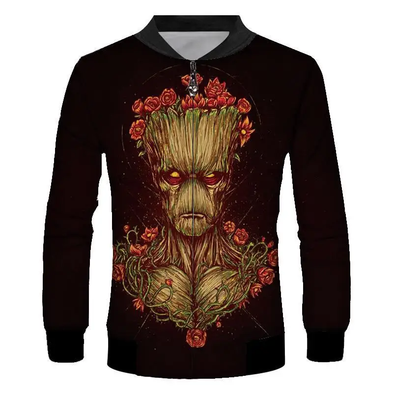 Куртка бомбер мужская с принтом Повседневная Уличная одежда на молнии