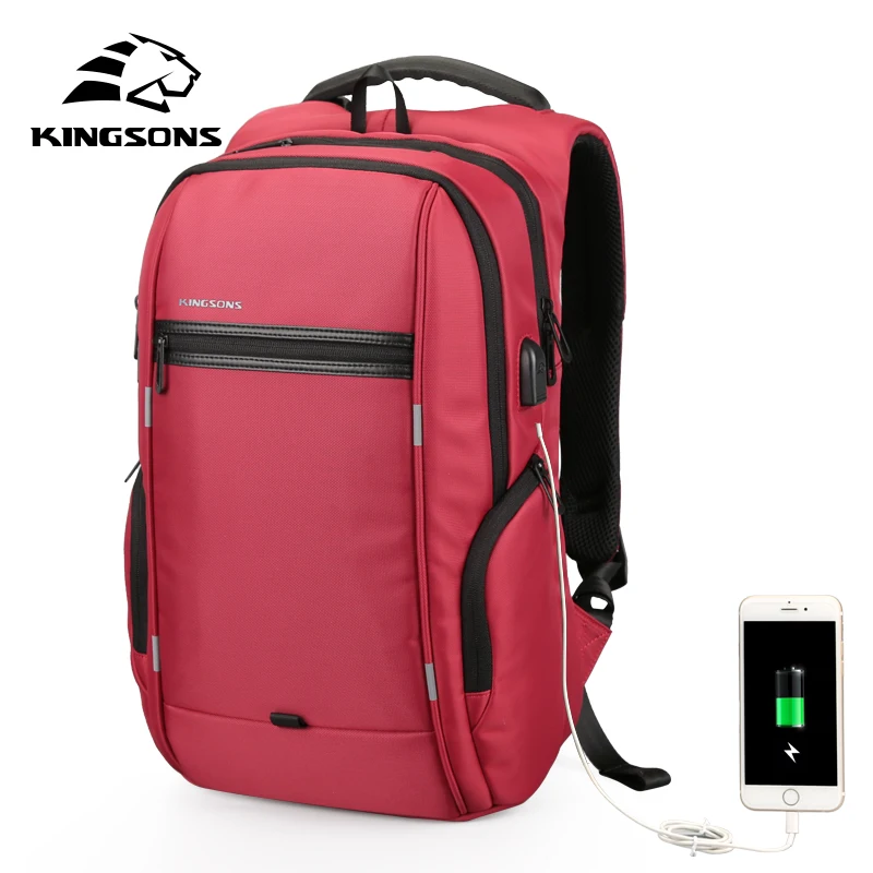 

KINGSONS External USB Charge 13.3 15.6 17.3 inches Waterproof Laptop Backpack Men Women Travel Backpack Student Backpack Bag