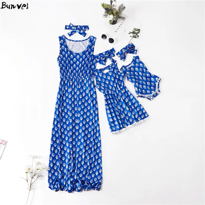 Винтажная одежда bunvel для мамы и меня комбинезон богемная Цветочная туника