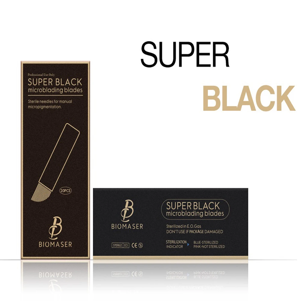 Biomaser Microblading Needles12CF/14CF/14U/18U супер черные иглы для татуировки для Microblading бровей ручка аксессуары