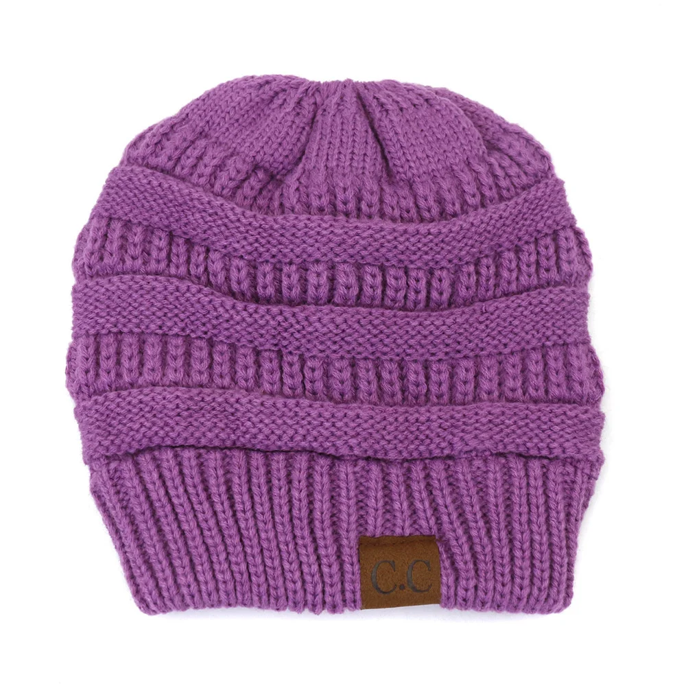 Зимние полосатые шапки-бини для мужчин и женщин однотонные шерстяные вязаные