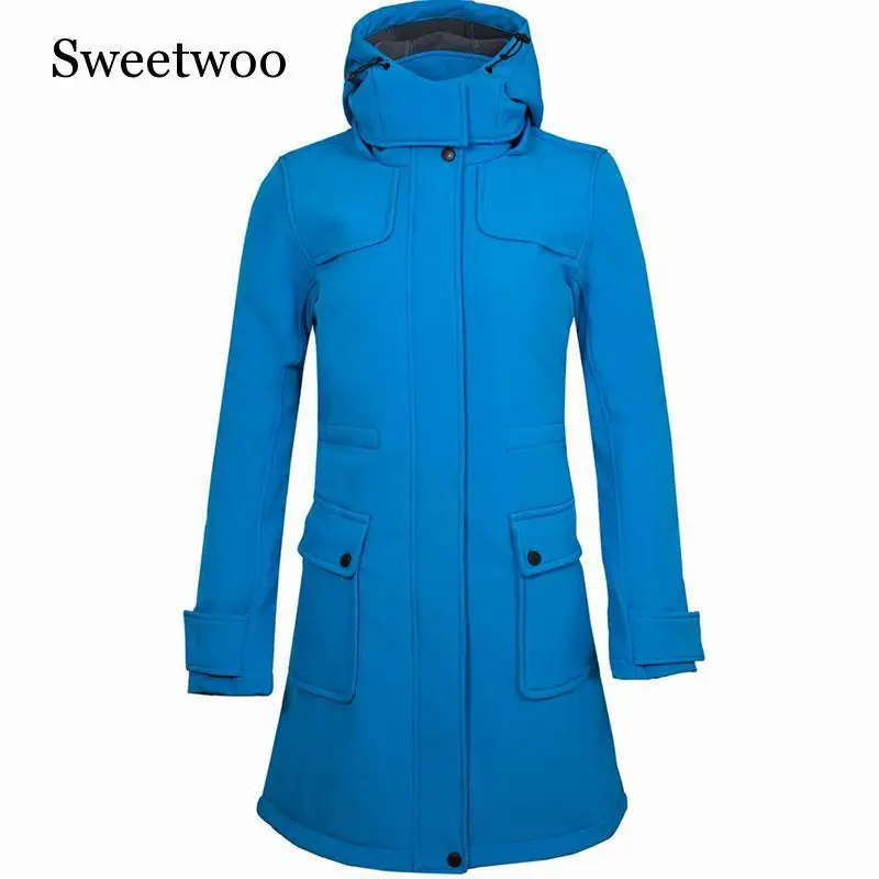 Зимнее длинное пальто женская водонепроницаемая куртка ветровка для кемпинга