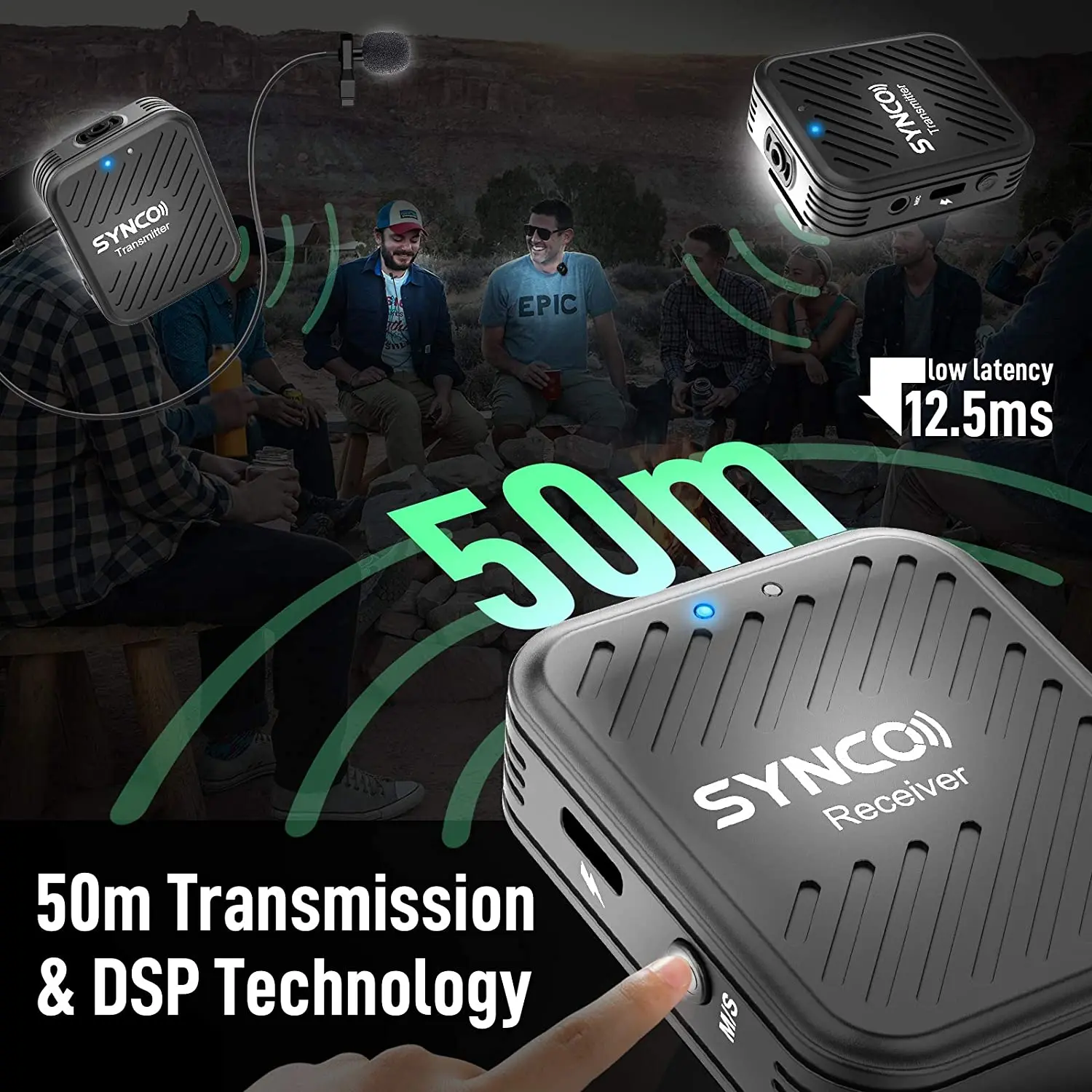 Беспроводной петличный микрофон SYNCO G1(A2) система для смартфонов ноутбуков DSLR