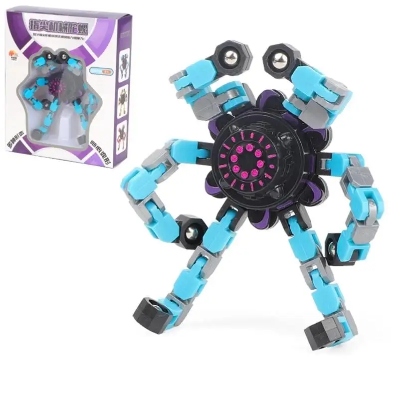 

Kids DIY Deformable Stress Relief Toy Fingertip Spin Top Toy Transformable Creative Mechanical Gyro Toy For Kids Chain Top Toys