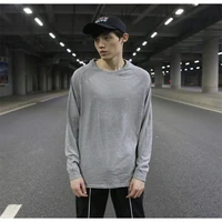 mens new european and american hip hop high street fashion front short long fork loose casual large size long sleeve t shirt