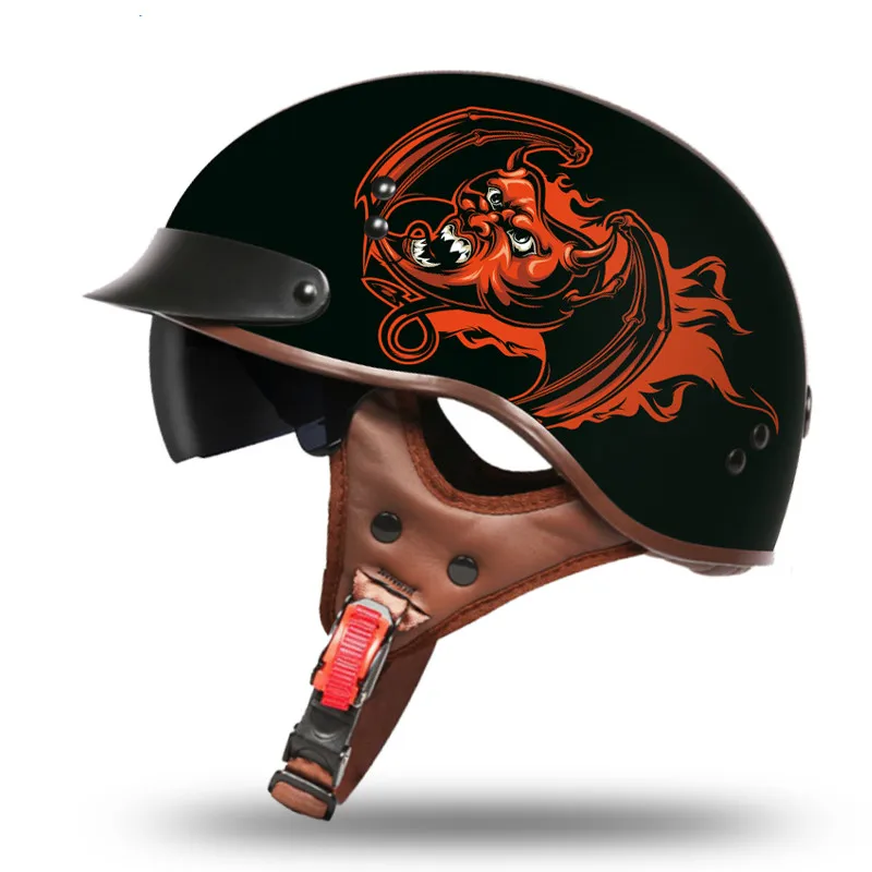 Винтажный Мужской мотоциклетный шлем с полушлем для мотоцикла в стиле ретро