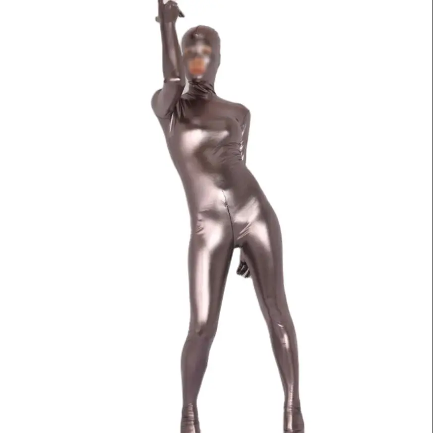 Женский комбинезон из искусственной кожи цельный на молнии для косплея боди с