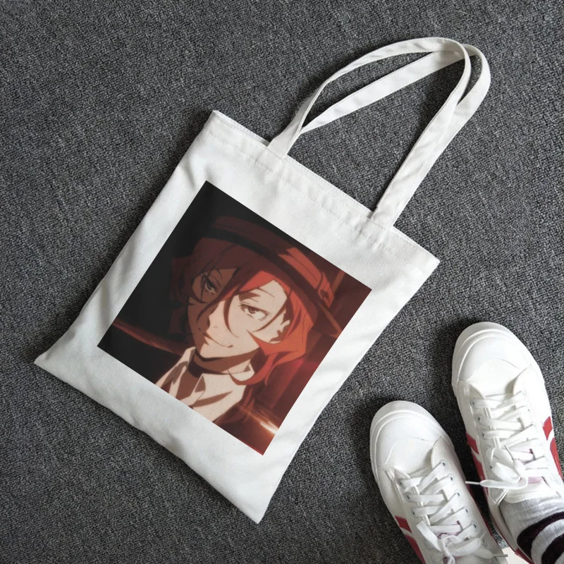 

Women Japanese Anime Bungo Stray Dogs Cotton Canvas Shopper Bag Girl Harajuku 90s Y2K Classic Vintage Shoulder Handbag Female