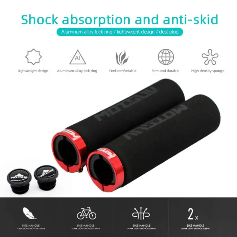 

2pcs Cycling Handlebar Bike Grips For MTB Anti-Skid Sponge Bicycle Grips Mountain Bike Lock On Bicycle Handlebars End Grips New