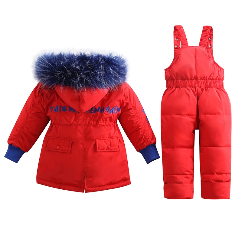 

Winter Baby Girl Clothing Sets Warm Thickening Children Down Jacket baby Snowsuit Ski suit Fur Girl Down Outerwear Coat + Pants