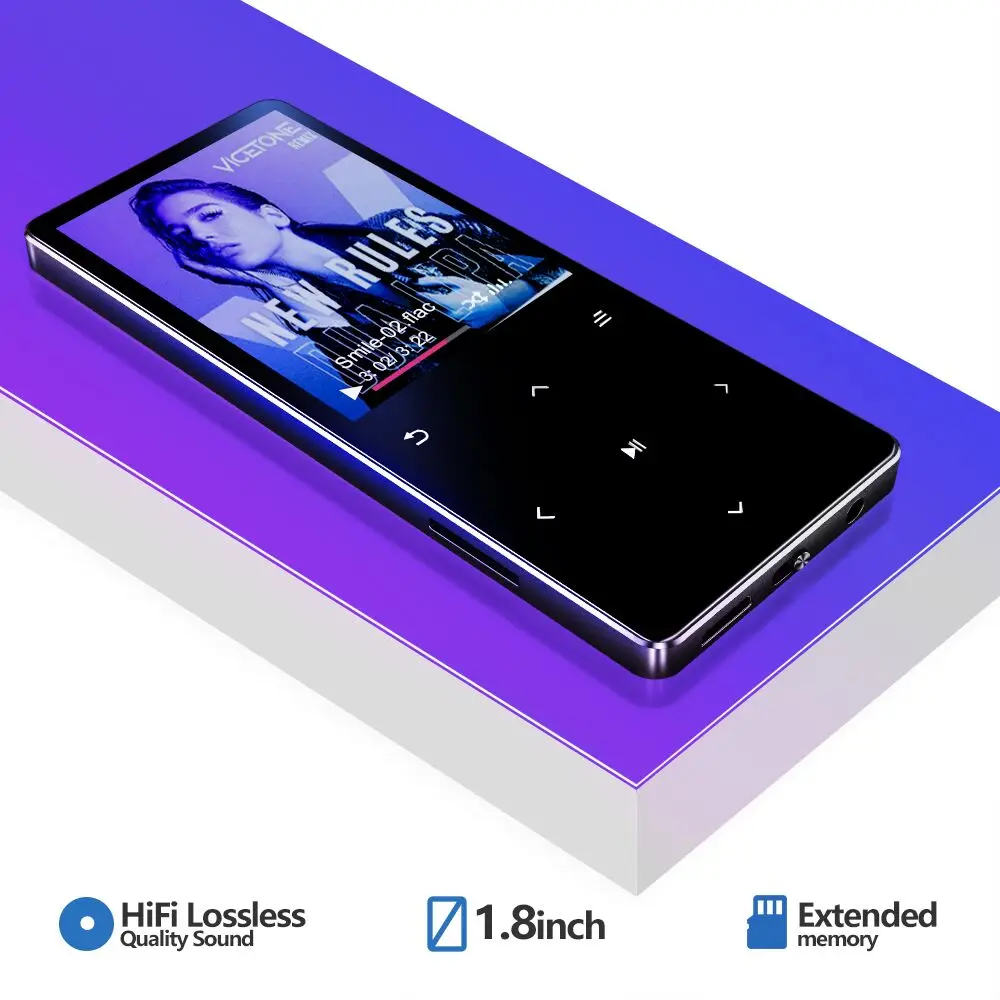 ICEICE MP3 Player with Bluetooth Speaker Touch key Built-in 8GB 16GB HiFi Metal Mini Portable Walkman radio FM recording | Электроника