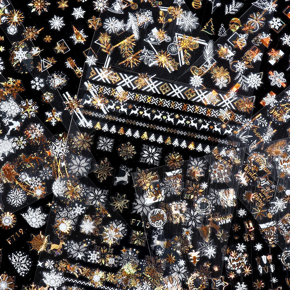 1 Sheet 3D Nail Sticker Christmas Snowflakes Xmas Design Adhesive Decals Water Transfer UV Gel Winter Art Decorations | Красота и