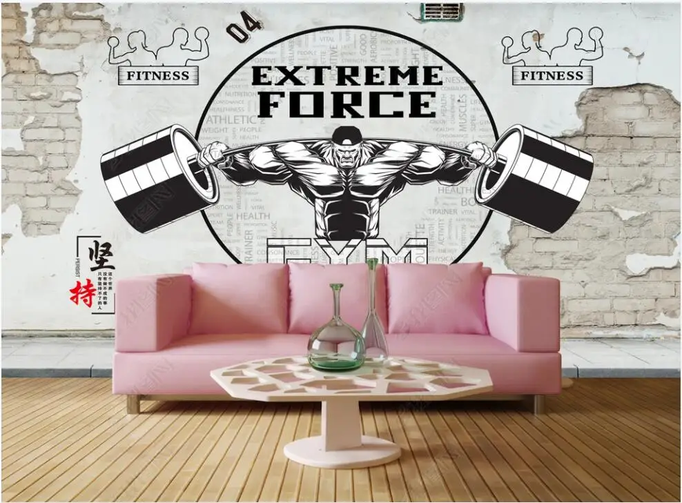 

Настенные обои 3d под заказ, настенные комнатные обои в стиле ретро для упражнений, фитнеса, клуба, спальни, в рулонах