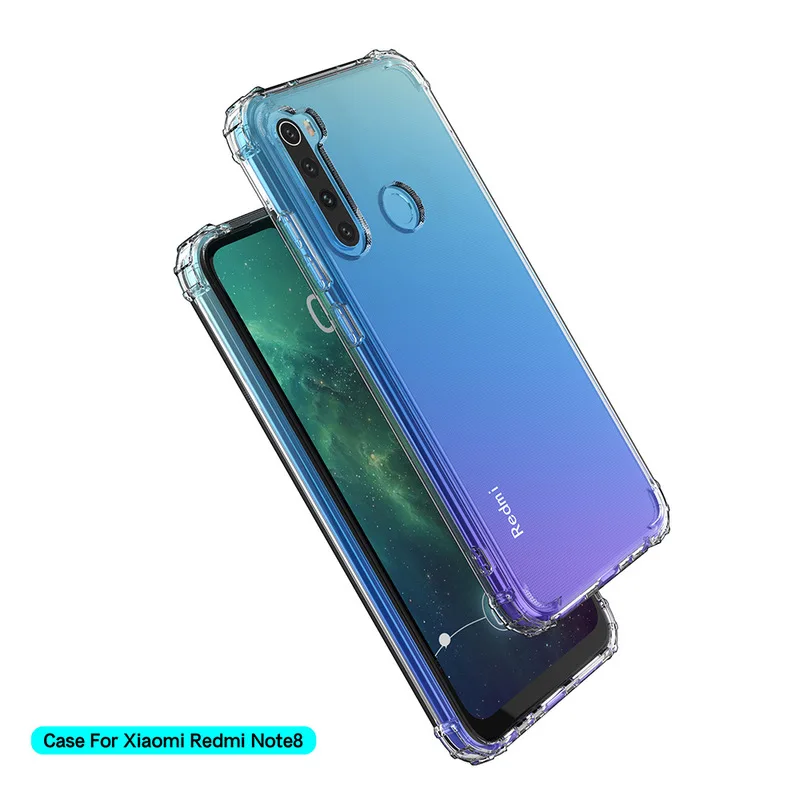 For Redmi Note 8 Pro Case Transparent Clear Soft Shockproof Back Cover 8T 8A Phone Protective |