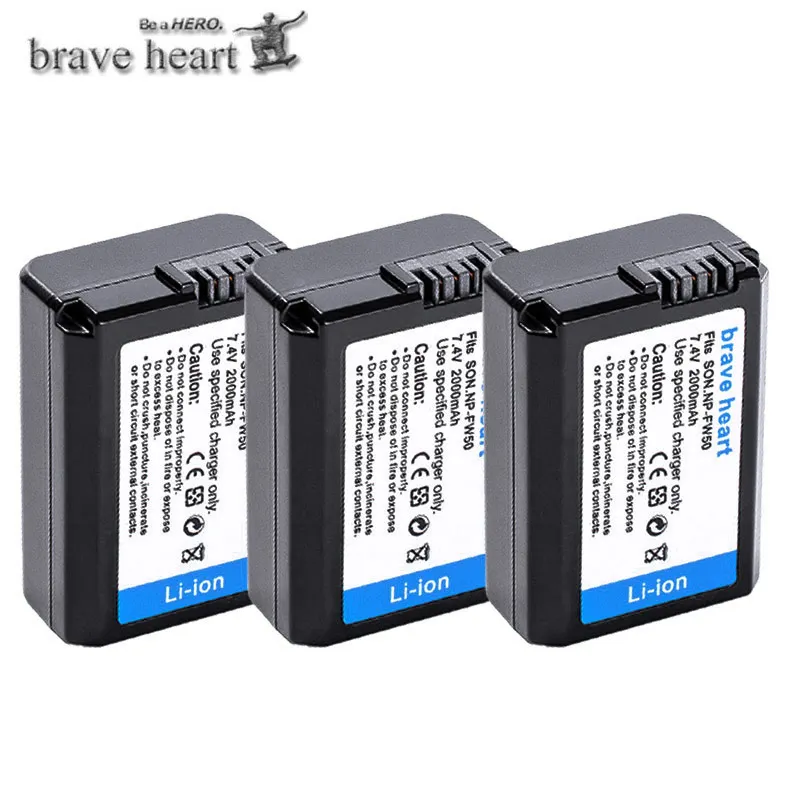 3battery 4 шт. 2000 мА/ч, NP-FW50 NP FW50 Батарея+ светодиодный USB двойной Зарядное устройство для sony Alpha a6500 a6300 a7 7R a7R a7R II a7II NEX-3 NEX-3N NEX-5 - Цвет: 3battery