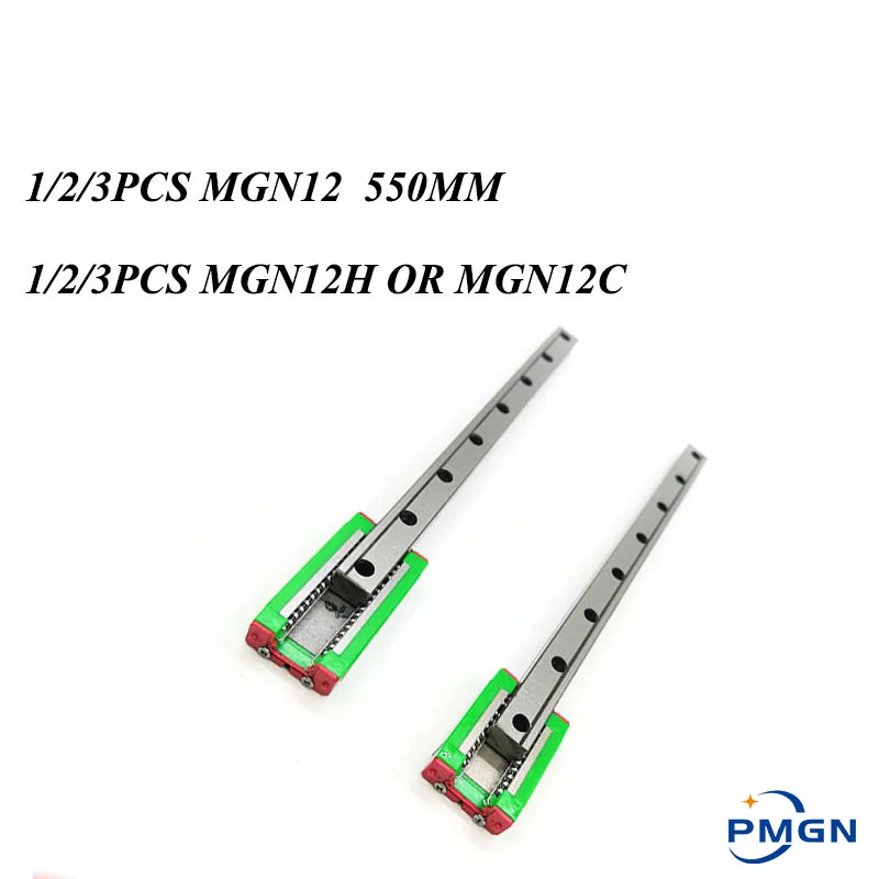 

1 2 3pcs 12mm Linear Guide MGN12 L= 550mm Linear Rail Way + 1/2/3PCS MGN12C or MGN12H Long Linear SS Carriage for CNC XYZ Axis