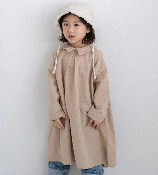 2020 платье для девочек в японском и корейском стиле льняное макси маленьких