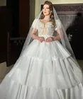 Великолепное Кружевное Свадебное платье с высокой горловиной, бальное платье, кружевные бальные платья Ближнего Востока с бусинами в стиле Саудовской Аравии для свадебвечерние, платье для принцессы