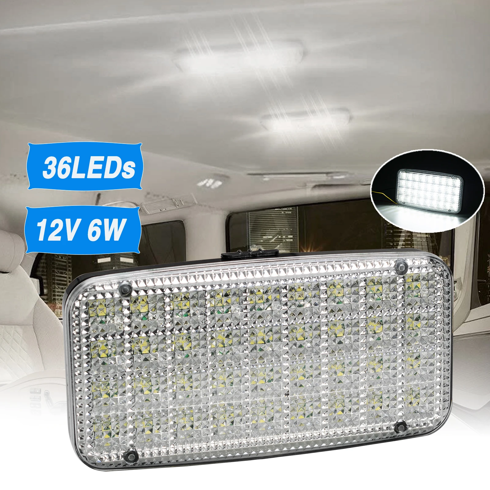 

12V 36 LED Car Interior Light Bar White Roof Dome Lamp Boat Caravan Reading Indoor Ceiling Bulb Auto Camper Trailer Truck Lorry