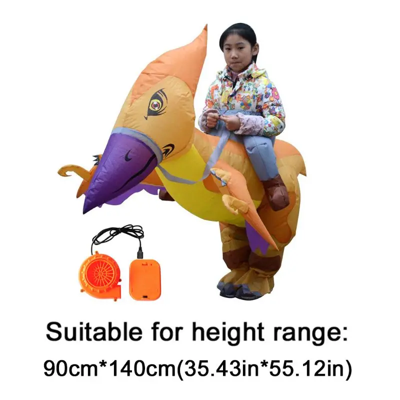 

Inflatable Child Riding Pterodactyl Costume Fancy Dress Cosplay Wildlife Dress Up Party Clothing Kids Performance Prop