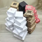 Оптовая продажа, 50 шт., различные подарки, посылка, белая крафт-черная оконная коробка, бумажная мраморная коробка с окном, Рождественская упаковка, посылка