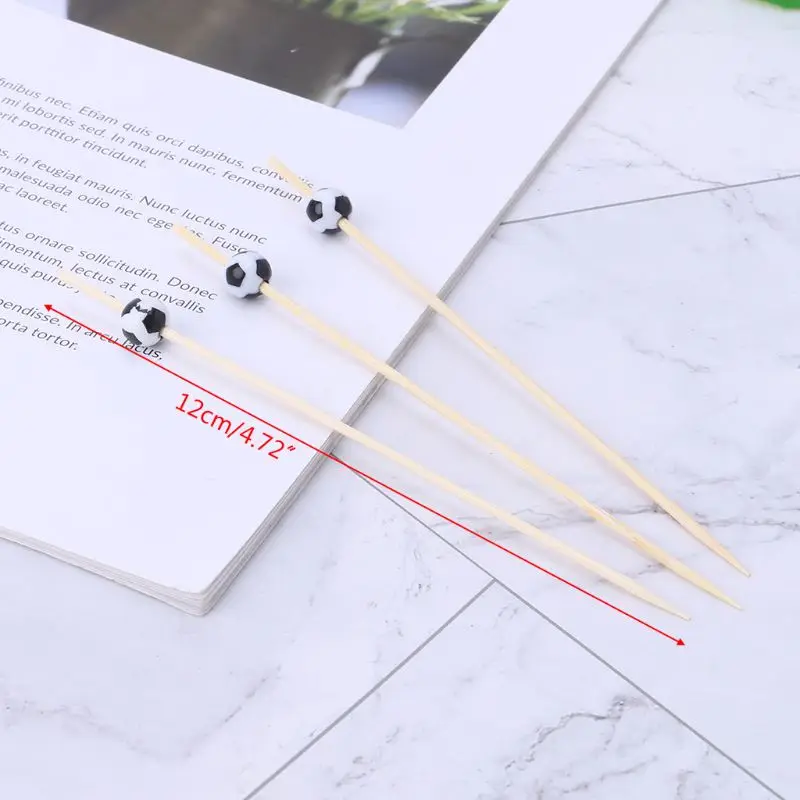 

53CA 100pcs Football Soccer Food Picks Dessert Buffet Fruit Salad Fork Cake Muffin Party Sticks Cocktail Toothpicks