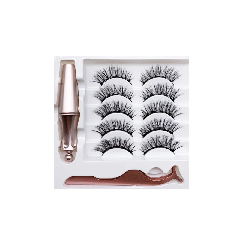

New Magnetic Eyelashes 3D False Eyelashes Magnet Lashes Magnetic Liquid Eyeliner&Magnetic False Eyelashes & Tweezer Set