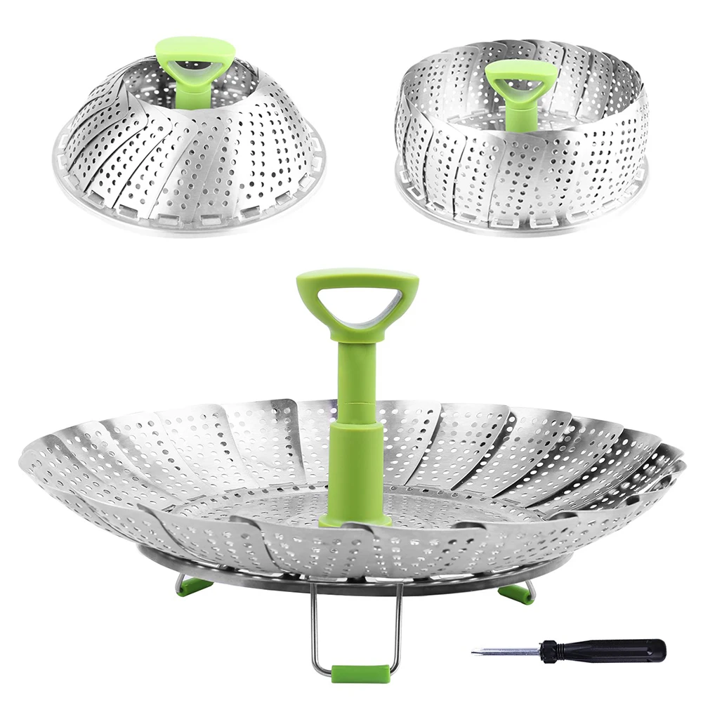 

9/11 Inch Stainless Steel Steaming Basket Folding Mesh Food Vegetable Pot Steamer Expandable Kitchen Tool Basket Cooker Pot ware
