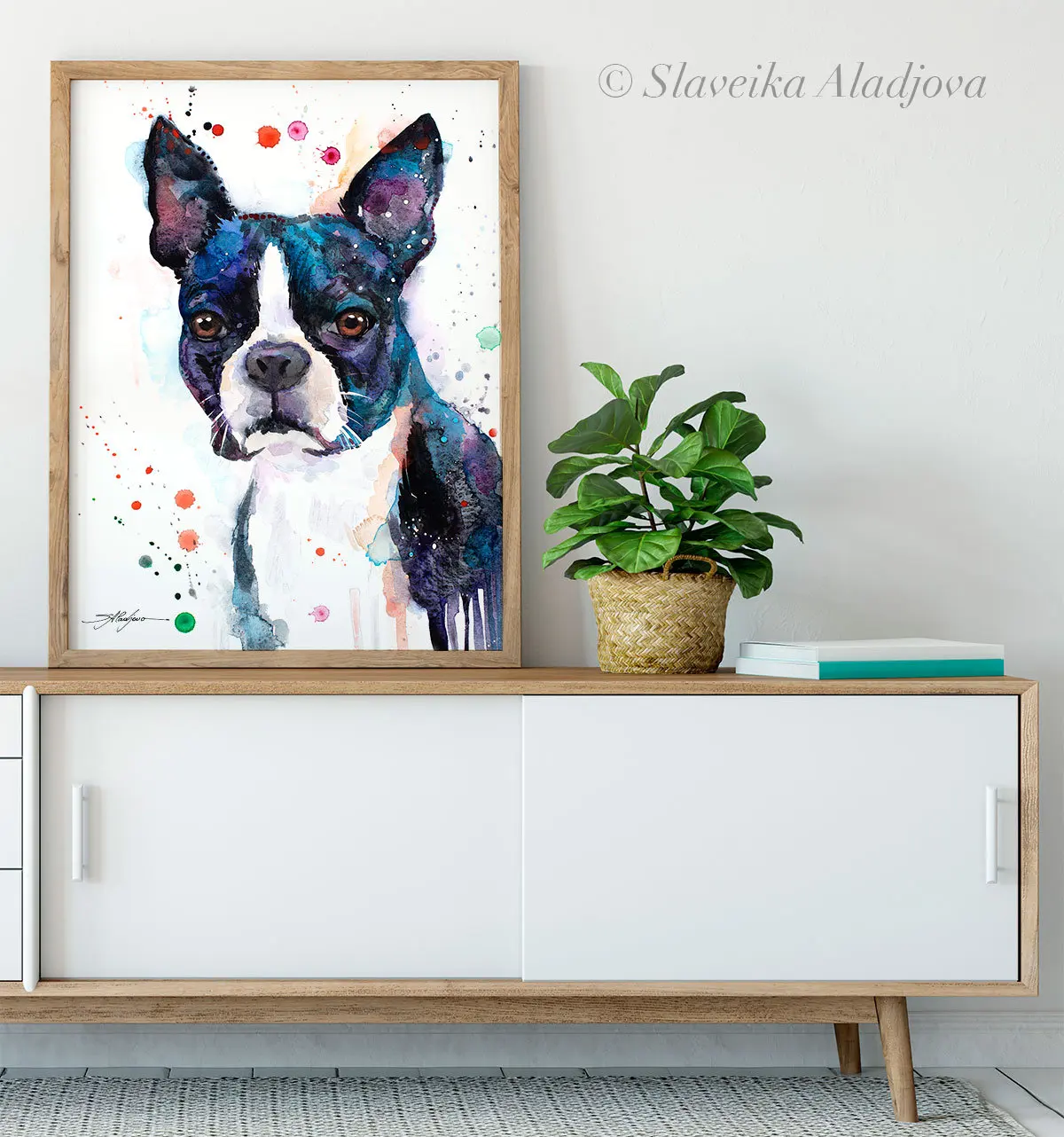 Картина с изображением Бостонского терьера рисунок славянки аладjova животное