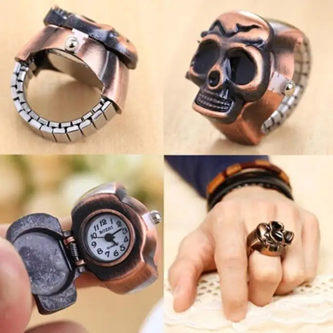 

Retro Vintage Finger Skull Ring Watch Clamshell Watch Small Dial Delicate Watch Lovers Elegant Ladies Dress Relogios Femininos