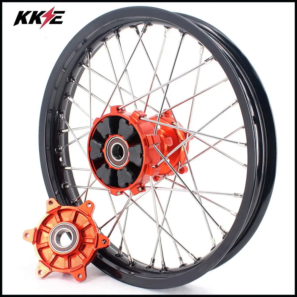 Набор колес KKE 21& 18 Cush Drive Enduro для KTM 690 Enduro R 2008- оранжевые ступицы черные диски