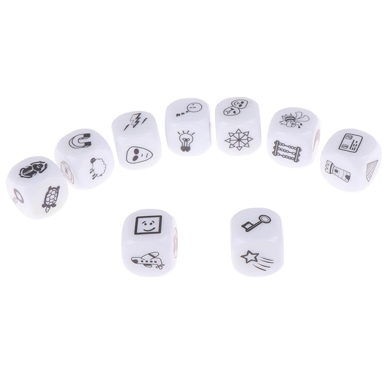 

9pcs Dice telling story with bag story dice game family imagine magic toys