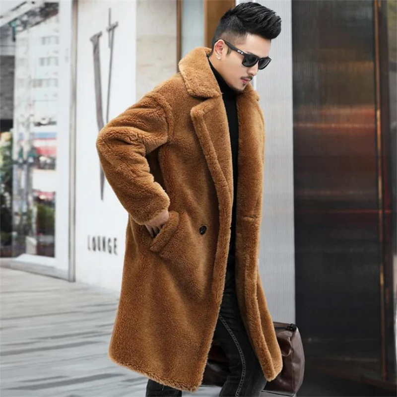 Зимние мужские пальто из искусственного меха повседневная кожаная одежда