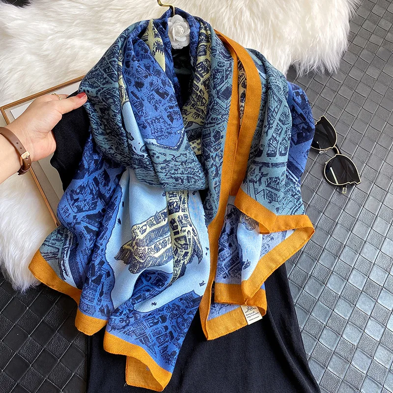 

2021 winter Fashion carriage Shawls and Wraps Female Foulard Echarpe Designer Bandana Beach Hijab Women Cotton and hemp Scarf