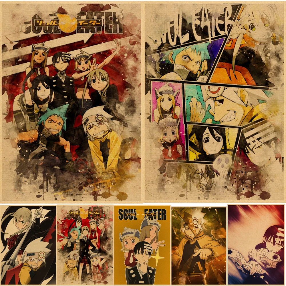 

Classic Anime Soul Eater Poster Vintage Kraft Paper Prints And Posters Art Painting For Fans' Home Room Decor Wall Stickers