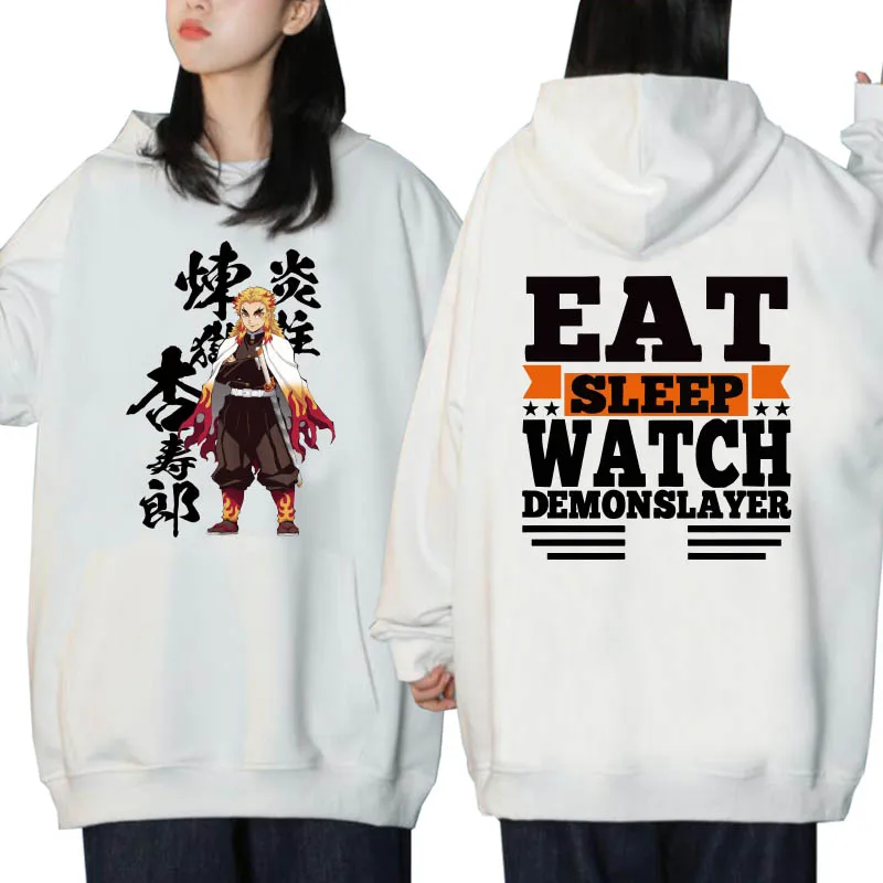 Harajuku Anime Hoodie Demon Slayer Pullovers Tops Long Sleeves Casual Unisex | Мужская одежда
