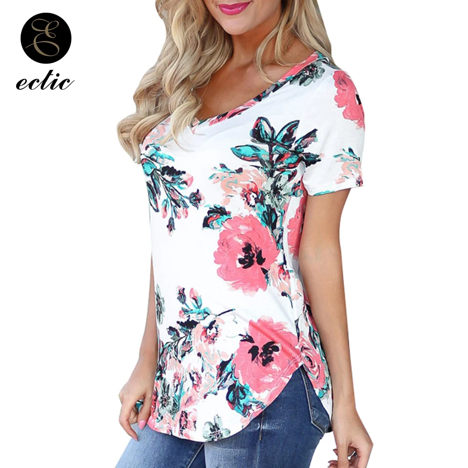 Стройный Облегающее Подходящий Туника Модный Короткий Рукав Футболка Женщина