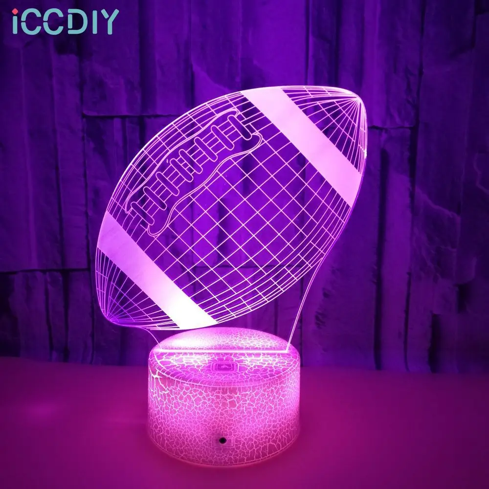 

Rugby Colorful 3D Led USB Table Lamp Touch Remote Control Colorful 3D Night Light Room Bedroom Decoration Light Children's Gift